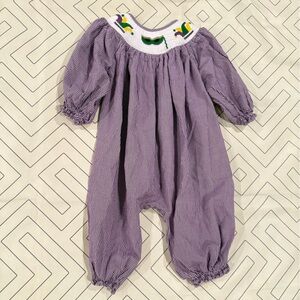 Southern Smocked Company Purple Gingham Mardi Grad Smocked One Piece